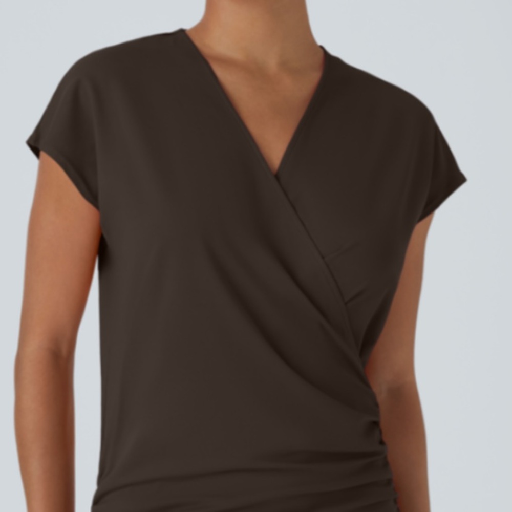 HALARA Deep Brown Wrap Blouse